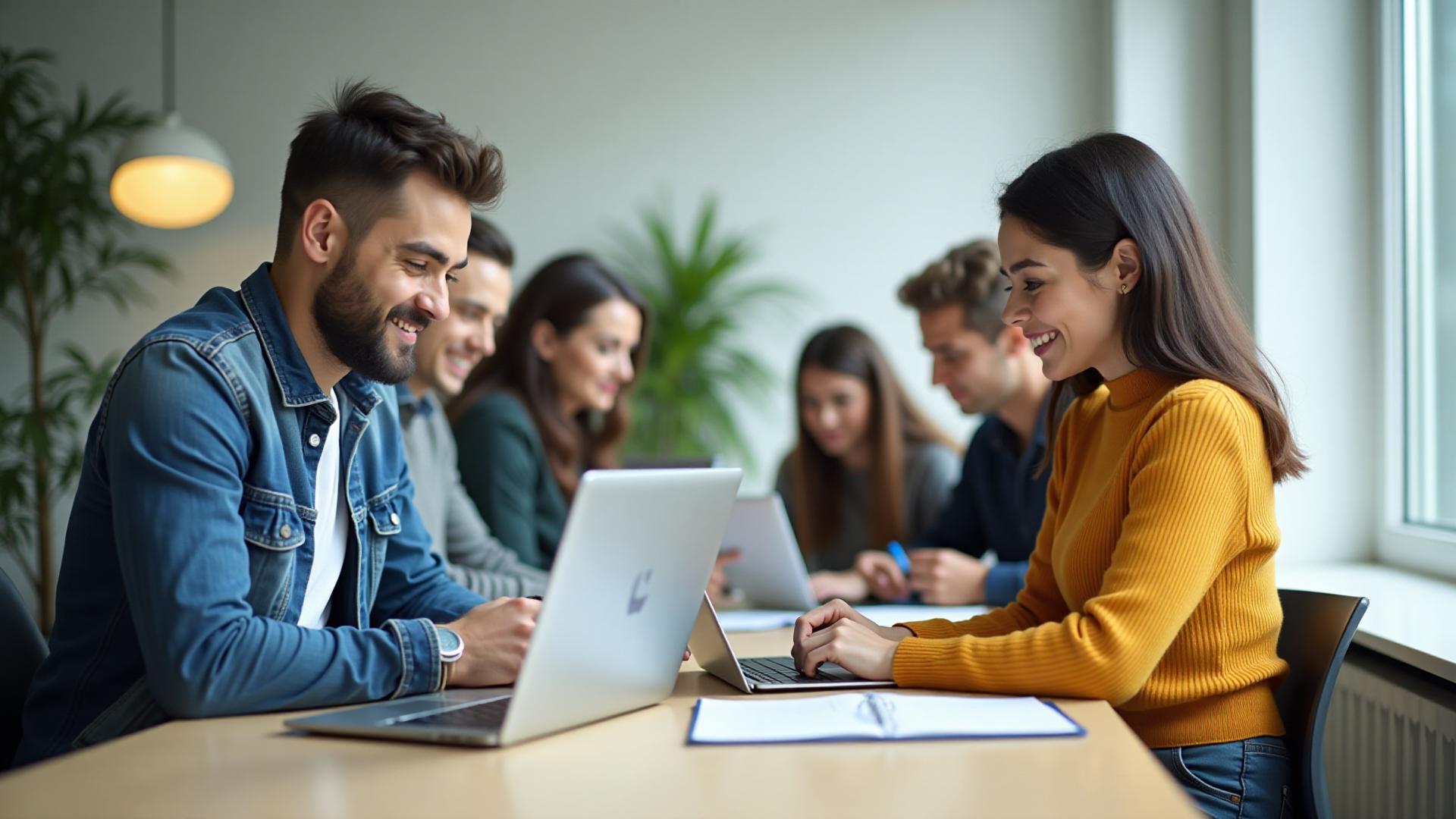 Students collaborating in modern learning environment